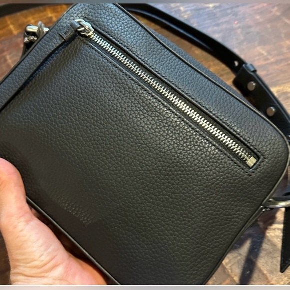 ALLSAINTS Captain Storm Black Color Leather Square Crossbody Bag - Picture 6 of 9